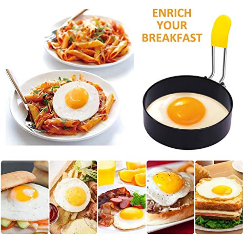 LTWQLing Egg Ring for Frying Eggs and English Muffin - Round Egg Shaper Mold with Anti-scald Handle - Stainless Steel Non-stick Egg Cooker Ring - 2 Pack - Image 2
