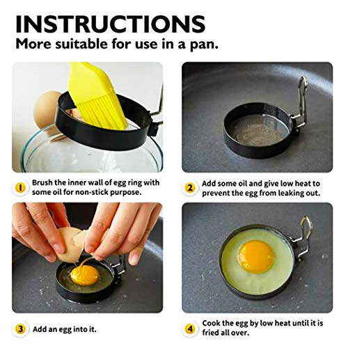LTWQLing Egg Ring for Frying Eggs and English Muffin - Round Egg Shaper Mold with Anti-scald Handle - Stainless Steel Non-stick Egg Cooker Ring - 2 Pack - Image 5