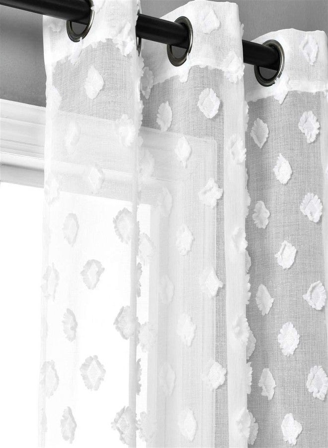 Lush Decor White Textured Dot Grommet Sheer Window Curtain Panel Pair (84" x 38") - Image 4