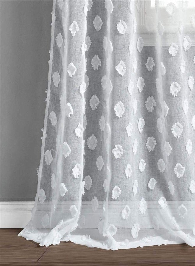 Lush Decor White Textured Dot Grommet Sheer Window Curtain Panel Pair (84" x 38") - Image 5