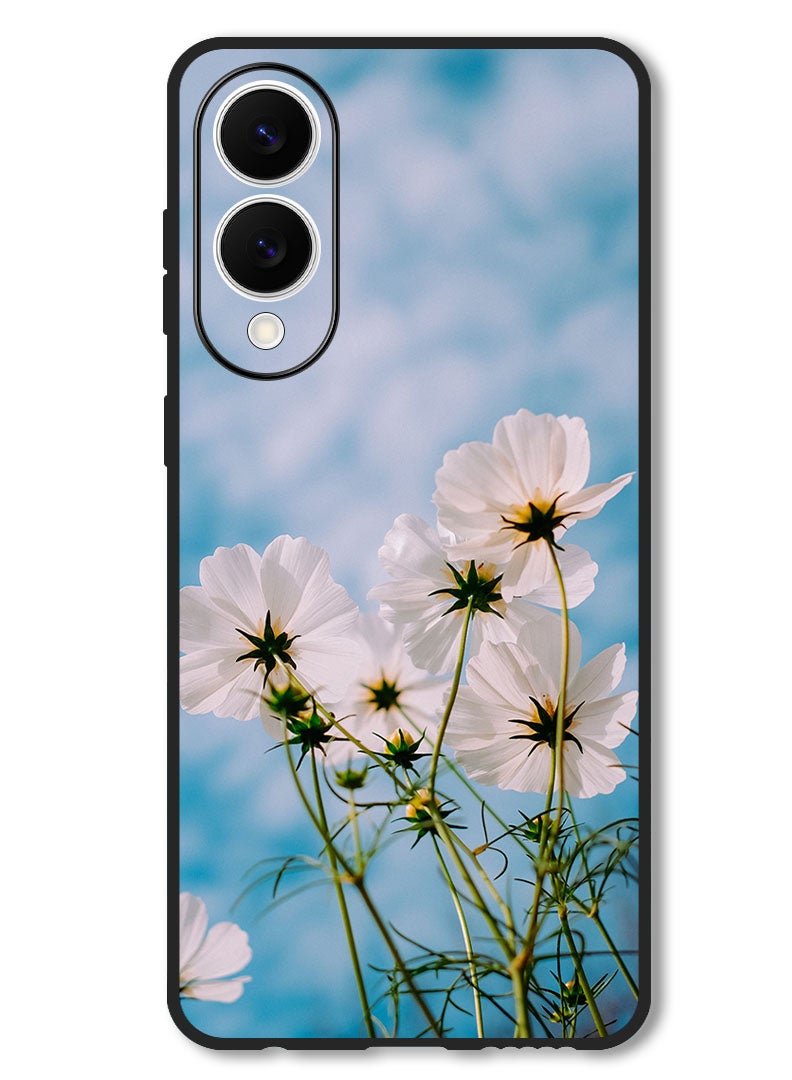 Theodor Case Compatible with Samsung Galaxy S25 Edge 6.7 Inch Protection Shockproof Bumper Cover cosmos_flowers_white - Image 1
