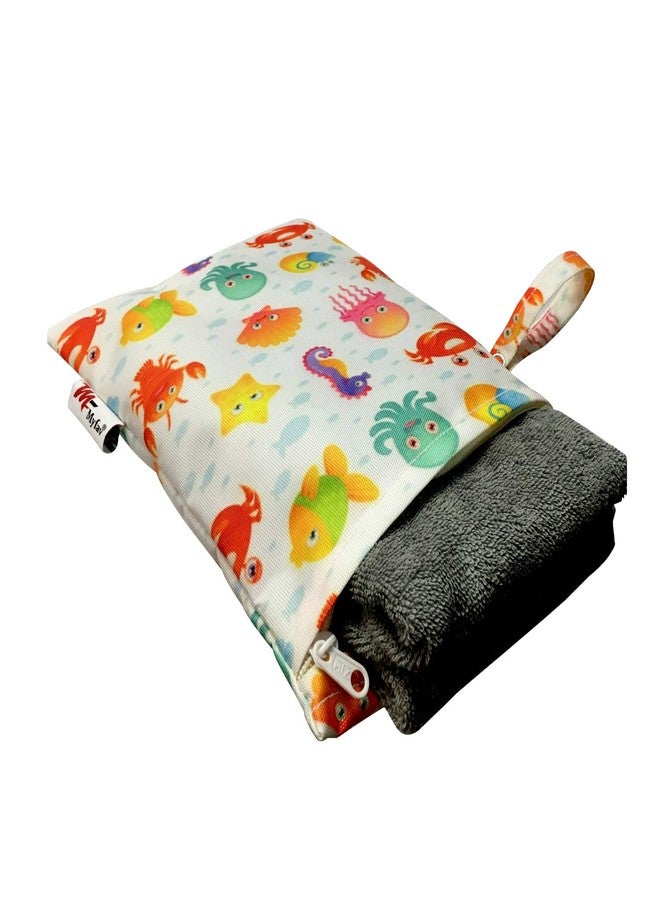 Myfav MY FAV Multiutility Wet & Dry Pouch with Zipper | Reusable & Washable Travel Organizer Bag for Beach, Pool, Stroller, Toiletries, Diapers, Wet Swimsuits & Gym Clothes – Sea Animals - Image 2