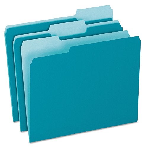 Pendaflex Two-Tone Color File Folders, Letter Size, 1/3 Cut, Teal, 100 Per box (152 1/3 TEA) - Image 1