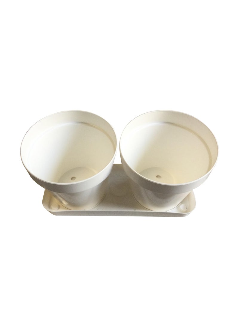 أيدل طقم من 2 وعاء زهور بلاستيكي دائري مع صينية - 14x12 سم أصيص نباتات متين للاستخدام الداخلي والخارجي - أصيص حديقة زخرفي خفيف الوزن بألوان متعددة - دائري للمعيشة - صنع في إيطاليا - Image 5