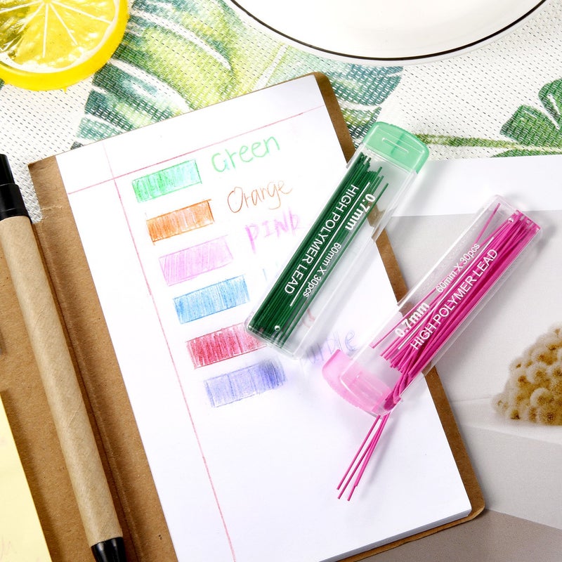 JOVITEC Color Pencil Lead Refills 0.7 mm Mechanical Lead Pencil Refills for Home Offices, 0.7 mm Hb, 6 Color Set(180) - Image 5