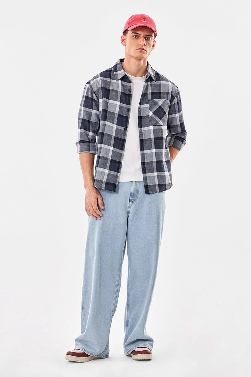 SNITCH Relaxed Fit Plaid Overshirt