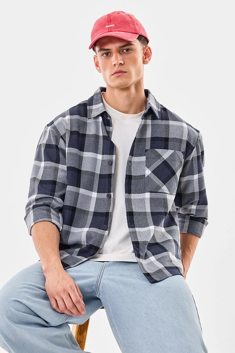 SNITCH Relaxed Fit Plaid Overshirt