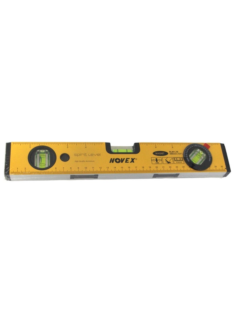 NOVEX Aluminum Alloy Spirit Level with Magnet – 180° Horizontal, 90° Vertical, 45° Acute – 30cm, High-accuracy NOVEX spirit level with 3-angle measurement – perfect for carpentry, construction, tile laying, and interior decoration. - Image 4