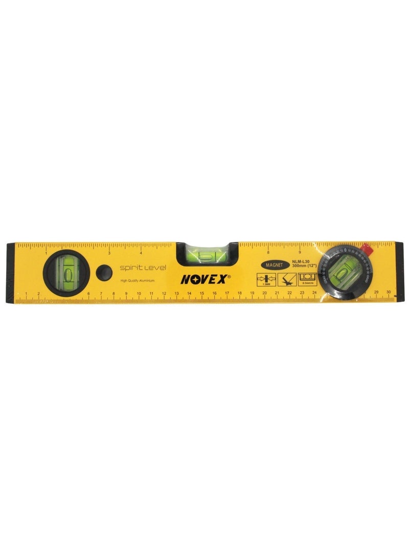 NOVEX Aluminum Alloy Spirit Level with Magnet – 180° Horizontal, 90° Vertical, 45° Acute – 30cm, High-accuracy NOVEX spirit level with 3-angle measurement – perfect for carpentry, construction, tile laying, and interior decoration. - Image 3