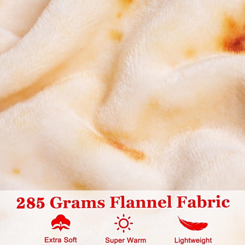Jorbest Burritos Tortilla Wrap Blanket Adult Kids and Baby Size Birthday Gifts  Double Sided Food Throw Blanket Funny Gifts for Women Men Teen  285 GSM Soft Flannel Taco Blanket (Yellow  71 inches) - Image 5