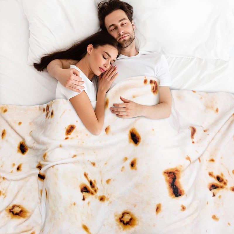 Jorbest Burritos Tortilla Wrap Blanket Adult Kids and Baby Size Birthday Gifts  Double Sided Food Throw Blanket Funny Gifts for Women Men Teen  285 GSM Soft Flannel Taco Blanket (Yellow  71 inches) - Image 3