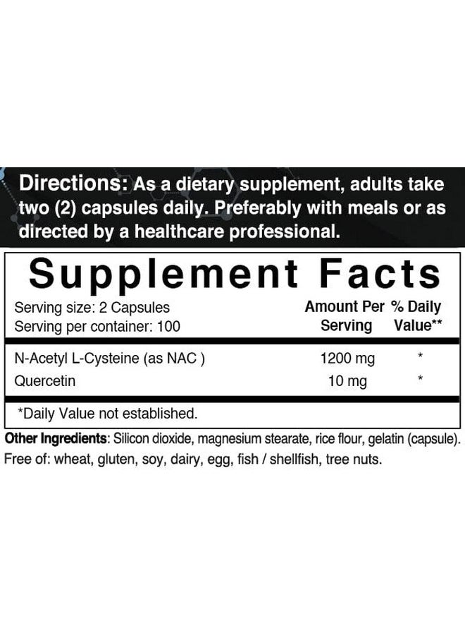 NatureBell - Nacetylcysteine (Nac) 1200Mg Per Serving 200 Capsules Nac 600Mg With Quercetin Per Capsule Double Strength Nac Supplements Support Liver & Lung Health Nongmo No Gluten - Image 1
