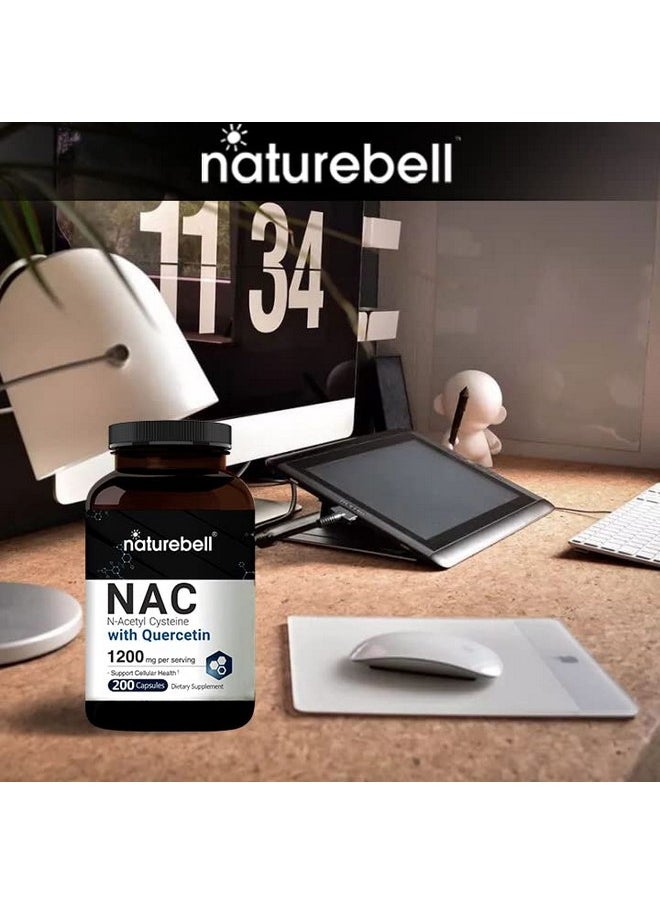 NatureBell - Nacetylcysteine (Nac) 1200Mg Per Serving 200 Capsules Nac 600Mg With Quercetin Per Capsule Double Strength Nac Supplements Support Liver & Lung Health Nongmo No Gluten - Image 1