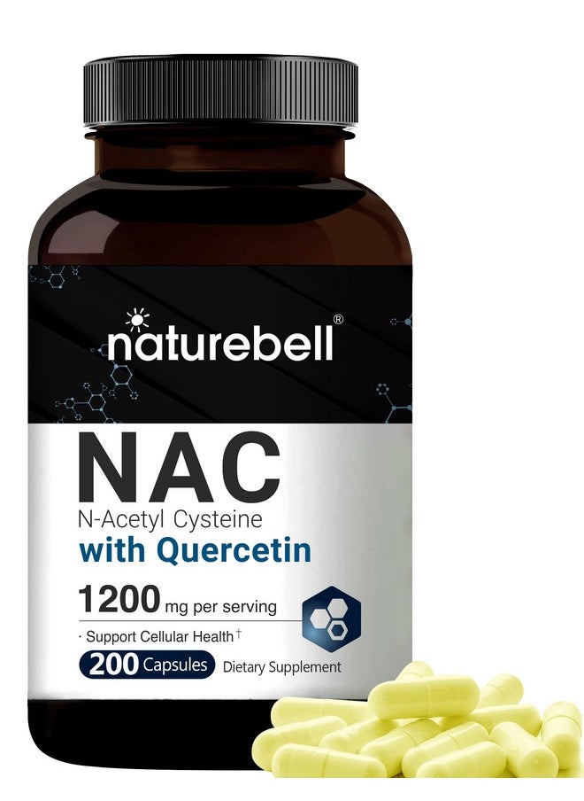 NatureBell - Nacetylcysteine (Nac) 1200Mg Per Serving 200 Capsules Nac 600Mg With Quercetin Per Capsule Double Strength Nac Supplements Support Liver & Lung Health Nongmo No Gluten - Image 1
