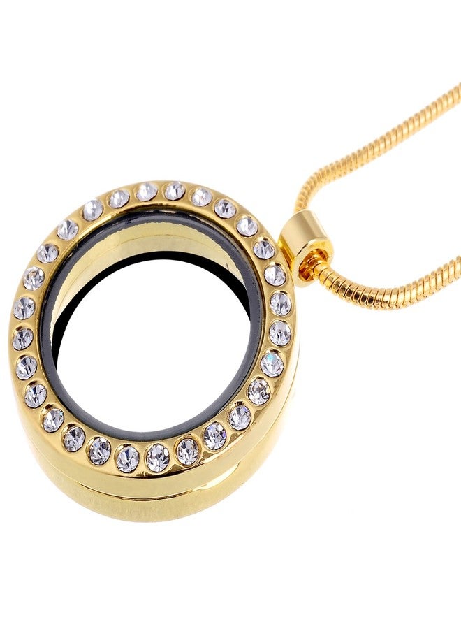 روبيكا قلادة روبيكا ليفينج ميموري ذات سلسلة ثعبان دائرية مزينة بكريستال عائم، لون ذهبي، قطعة واحدة - Image 2
