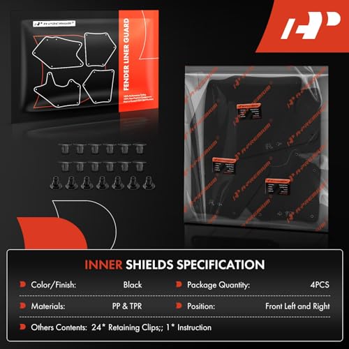 A-Premium Splash Guards Fender Liner Shields Compatible with Toyota Tundra Sequoia 2007-2020 Front and Rear 4-PC Set - Image 3