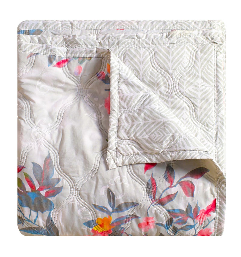 Fancy Walas Dohar Double Bed 100% Cotton Blankets for Summer | 90x100inch, 150 GSM Ac Comforter and Cooling Blankets for Summer | Grey Color | Classic Printed Design | Quilt | Ideal for Gifting - Image 2