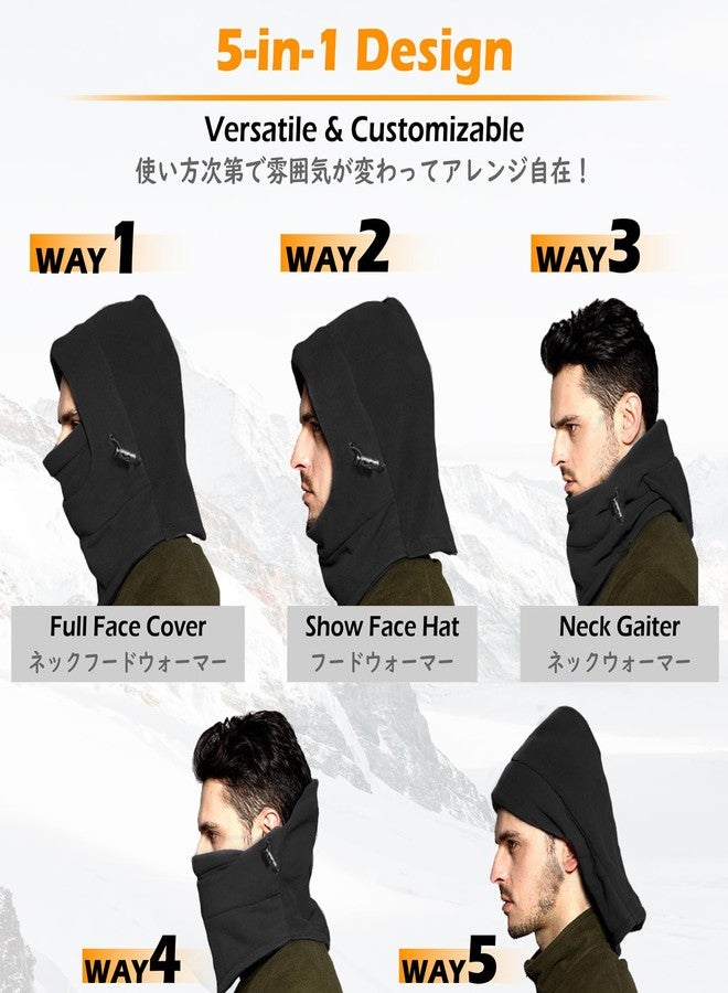 تراي وندر قبعة بالاكلافا من الصوف الحراري من TRIWONDER، قناع وجه كامل للوجه، غطاء رأس، قناع تزلج شتوي (أسود - سميك) - Image 5