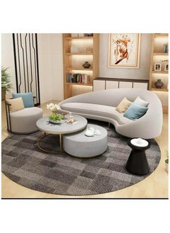 Poppins Home Poppins HOME Modern Designs Home Furniture Set Green 3 Seat Pu leather Fabric Velvet Sectional Living Room Couch Sofa (Grey)  - Image 1