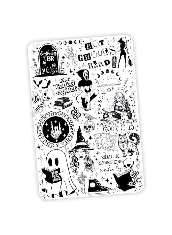 Arabest Clear Back Cover Insert for Kindle Paperwhite | E Reader Bookish Card Insert |  Cardstock Insert for 11th generation 6.8 | Booktok Stickers Case Insert | Spooky Book Gifts (White Witchy) - Image 1