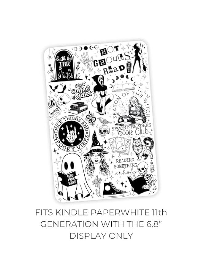Arabest Clear Back Cover Insert for Kindle Paperwhite | E Reader Bookish Card Insert |  Cardstock Insert for 11th generation 6.8 | Booktok Stickers Case Insert | Spooky Book Gifts (White Witchy) - Image 2
