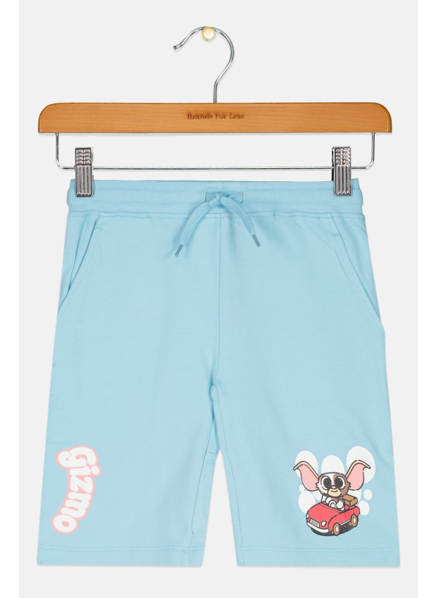 Gremlins - Kids Girl Graphic Print Shorts, Turquoise - Image 1