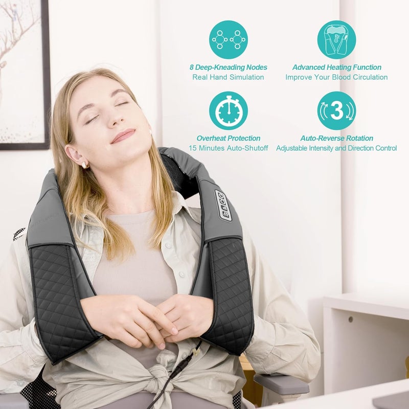 Medcursor مدكورسر جهاز تدليك الرقبة المحمول الكهربائي بتقنية الشياتسو مع حرارة وسادة عميقة لتخفيف آلام العضلات 3D لا يحتاج إلى بطارية - Image 3