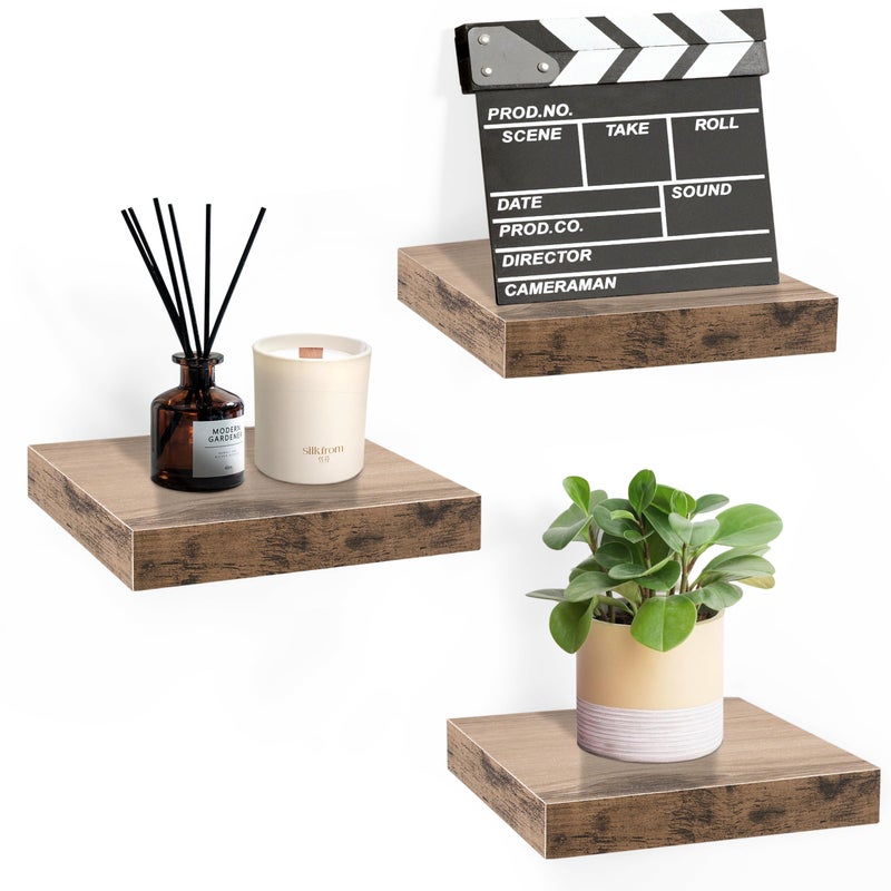 Sorbus Square Floating Shelf for Wall 3 Small Shelves with Invisible Mounting Brackets for Living Room Decor Bedroom Bathroom Decor Home Kitchen 9 Wall Shelf to Display Photos Trophies