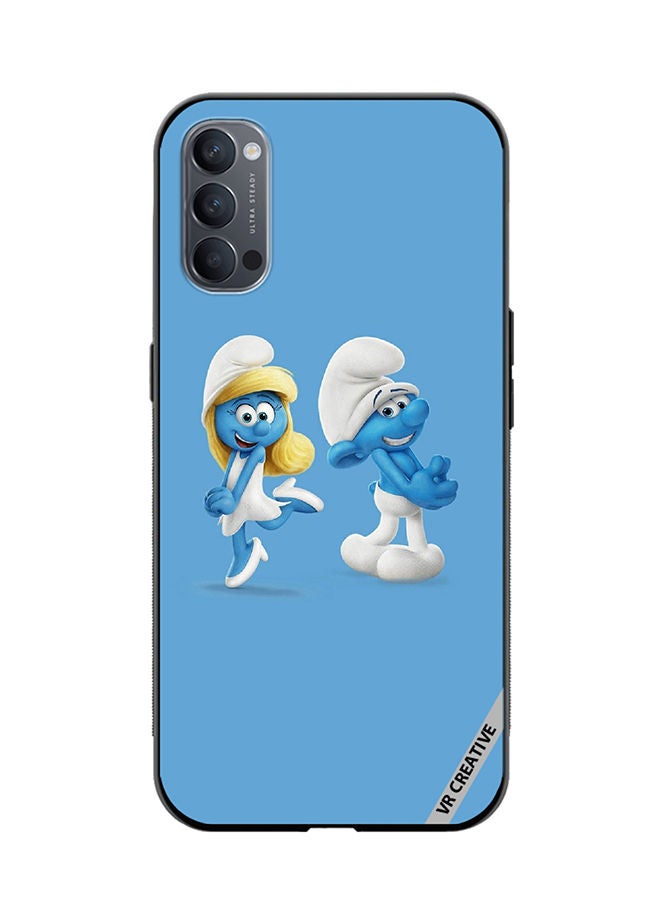 VR CREATIVE Protective Case Cover For Oppo Reno4 Pro 5G The Smurfs Design Multicolour - Image 1