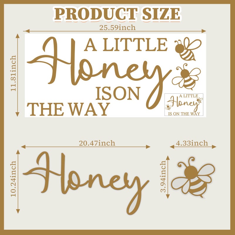 Ramciyo A Little Honey is on the Way Baby Shower Party Decal Sign, Honey Bee Themed Gender Reveal Girl or Boy Baby Shower Decal, Welcome Baby Party Balloon Arch Decal, 1.8" x 25.5" - Image 4