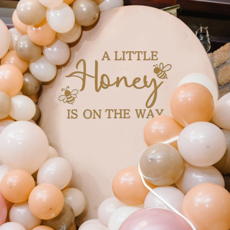 Ramciyo A Little Honey is on the Way Baby Shower Party Decal Sign, Honey Bee Themed Gender Reveal Girl or Boy Baby Shower Decal, Welcome Baby Party Balloon Arch Decal, 1.8" x 25.5" - Image 3