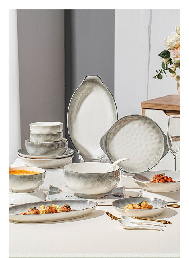 VINNYSEN مجموعة أدوات مائدة من 32 قطعة من أوعية السيراميك والأطباق وعيدان تناول الطعام ومجموعة أدوات مائدة للمطبخ المنزلي هدية أنيقة بمناسبة الانتقال إلى منزل جديد - Image 2