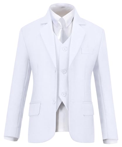 Visaccy White Suit for Boys Graduation Suits for Kids Outfit Communion Dresses Size 7 - Image 3