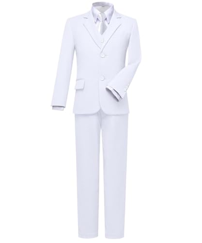 Visaccy White Suit for Boys Graduation Suits for Kids Outfit Communion Dresses Size 7 - Image 5