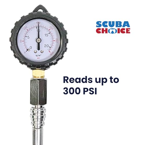 Scuba Choice 2" Intermediate Pressure Checker Gauge - 300 PSI, Diving Tester, Rubber-Protected Dial for Regulator Maintenance, Portable Lightweight Tool for Gear Safety - Image 2