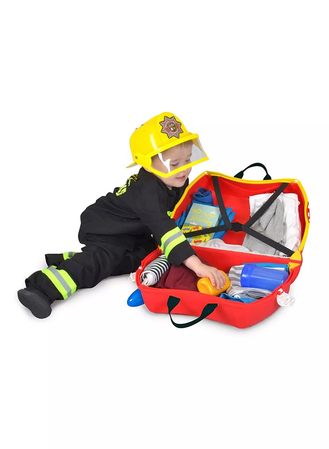 Trunki Frank Fire Engine Red Ride-On Suitcase for Kids, Carry-On Cabin Luggage with Wheels, Tow Strap and Storage for Family Travel - Image 4