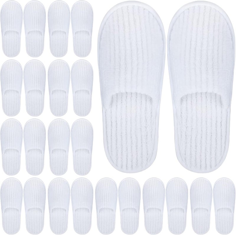 Elcoho 12 Pairs Closed Toe Spa Slippers Reusable Slippers Coral Fleece Washable Disposable Home Slippers for Women Men Guests Hotels House Slippers Housewarming Indoors Bathroom Party Traveling