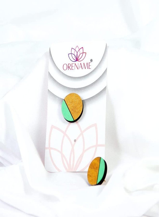 ORENAME Wooden Stud Earrings 1 Pair Set Handmade Wooden Earrings with Ear Backs for Women and Girls Different Shapes and Colors for Girls and Women (Style-2) - Image 5