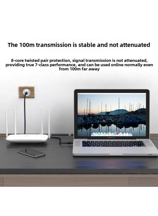 Generic Seven Types Of Network Cable Pure Copper 10 Trillion Double Shielded Finished Network Cable CAT7 High-speed Computer Home Router Network Cable-Color:Black Oxygen-free Copper Ground Wire-Line Length:2m  - Image 4