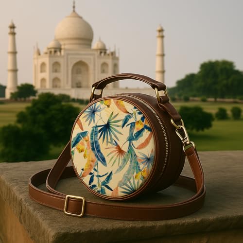 Kalankit Round Sling Bag for Women | Lightweight Vegan Leather Crossbody | Stylish Compact Purse | Crossbody Bags for Women | Valentine Gift for Girlfriend | Perspective Of Nature - Image 3