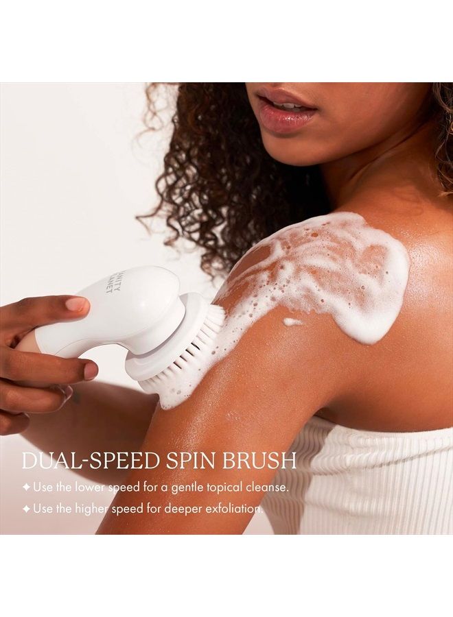 Vanity Planet Raedia Handheld Facial Cleansing Brush with 4 Interchangeable Brush Heads by Vanity Planet - Lightweight Daily Cleansing Brush for Glowing Skin - Water Resistant Face Exfoliator - Warm Grey - Image 5