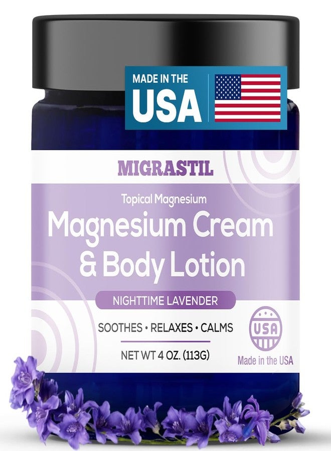 MIGRASTIL Nighttime Magnesium Body Cream with Lavender. Extra Strength Magnesium Chloride Lotion for Evening Skin Care & Relaxation. Vegan, Non-Greasy, Made in the USA. - Image 1