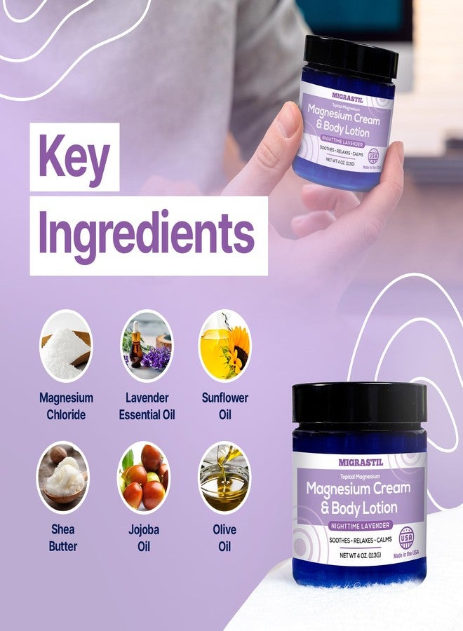 MIGRASTIL Nighttime Magnesium Body Cream with Lavender. Extra Strength Magnesium Chloride Lotion for Evening Skin Care & Relaxation. Vegan, Non-Greasy, Made in the USA. - Image 5