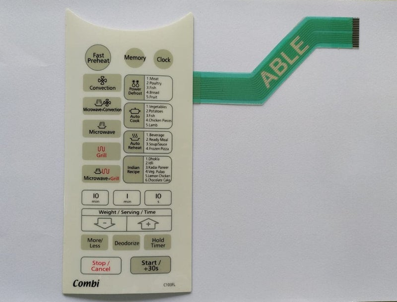 ABLE ميكروويف قابل لوحة مفاتيح غشاء نموذج رقم C103FL أبيض - Image 1