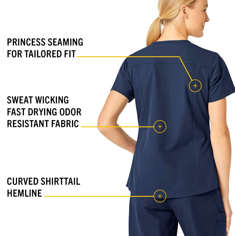 Carhartt Women's Force V-Neck 5-Pocket Top, Navy, Small - Image 4