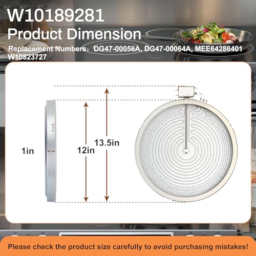 Cooouds W10189281 12-Inch Dual Radiant Surface Element Replacement for Whirlpool, Maytag, Samsung Stoves - 1900W (9") / 3000W (12") Burner Replaces DG47-00056A, DG47-00064A, MEE64286401, W10823727 - Image 2