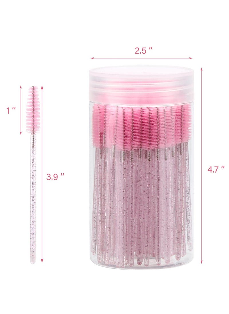 Generic 100PCS Disposable Mascara  Eyebrow Wands with Crystal Handle, Reusable Storage Container, Soft Bendable Spoolies for Eyelash Extensions  Cleaning  - Image 2