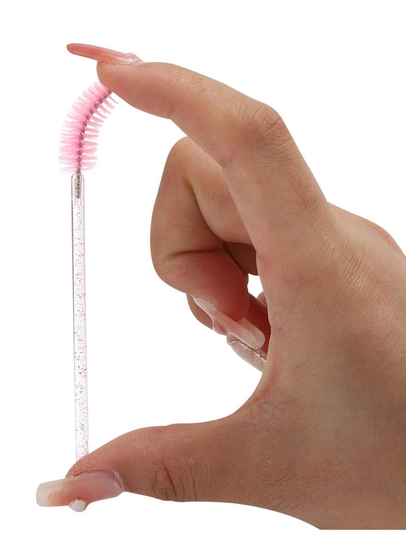 Generic 100PCS Disposable Mascara  Eyebrow Wands with Crystal Handle, Reusable Storage Container, Soft Bendable Spoolies for Eyelash Extensions  Cleaning  - Image 4