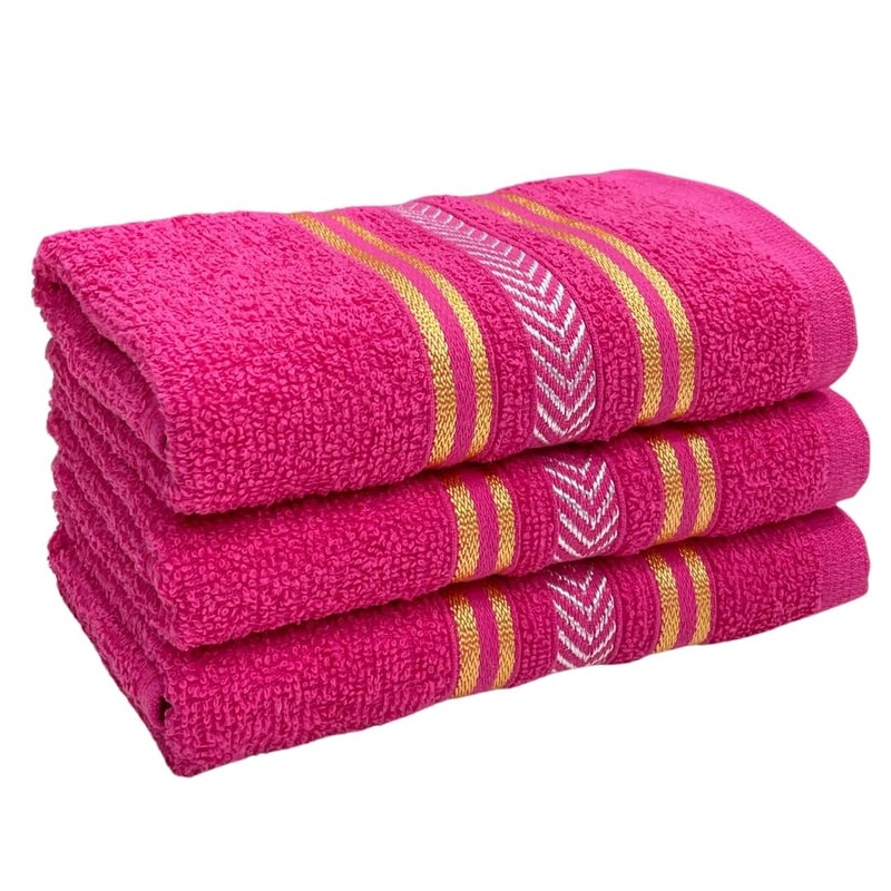 STAMIO مجموعة مناشف يد STAMIO قطن 390 GSM من 3 قطع، 33 × 51 سم للرجال، النساء، الاستخدام المنزلي، الصالة الرياضية، حوض الغسيل | ناعمة، ماصة، سريعة الجفاف، مناشف صغيرة الحجم، مناسبة للسفر | وردي داكن - Image 1