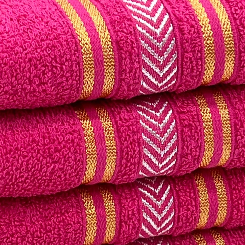 STAMIO مجموعة مناشف يد STAMIO قطن 390 GSM من 3 قطع، 33 × 51 سم للرجال، النساء، الاستخدام المنزلي، الصالة الرياضية، حوض الغسيل | ناعمة، ماصة، سريعة الجفاف، مناشف صغيرة الحجم، مناسبة للسفر | وردي داكن - Image 3